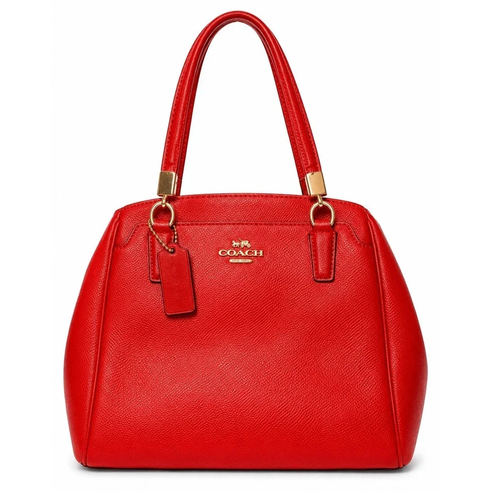 Coach Kelsey Satchel Red Leather Handbag with Crossbody